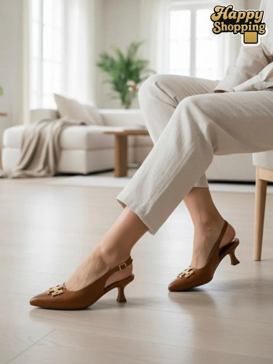 Mustard Slingback Heels for Women Size 36-42